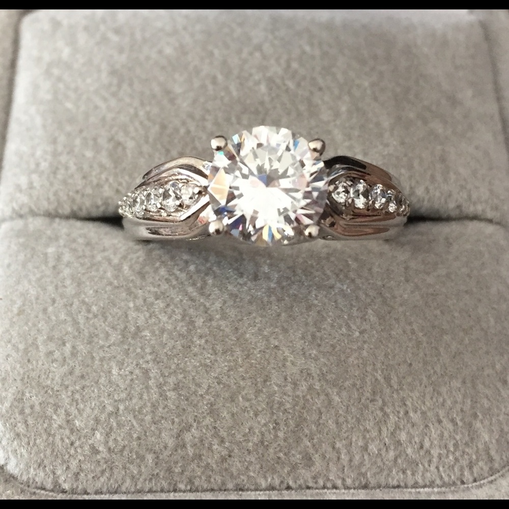 925 Sterling Silver 2 + carats of cubic zirconium